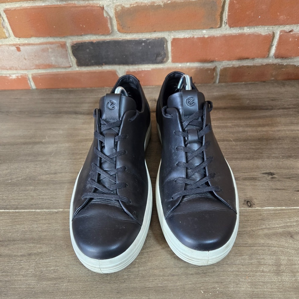ECCO Shoes Soft 7 Men's Size 11-11.5 U.S (45) city Black Leather Low Top Lace Up - Picture 4 of 8